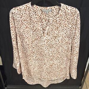 Daniel Rainn Women's Spotted Cream and Brown Blouse